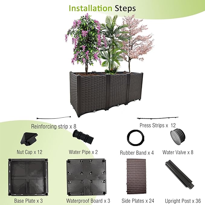 Raised Garden Bed Large Planters for Outdoor Plants Deepened Plant pots Planter Box Elevated Garden Patio Balcony Deck to Planting Flowers Vegetables Tomato and Herbs