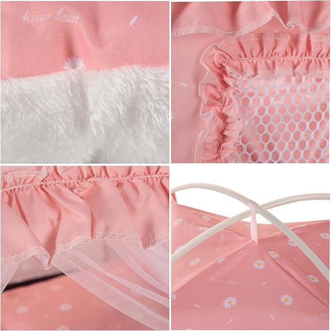 Cat Princess Bed Tent House - Kitty Cute Beds Indoor,Small Dog House Indoor/Outdoor Cave Nest Bed Small Dog Tent for Cat,Puppy Tents (19.6"x19.6"x17.7"/Pink)