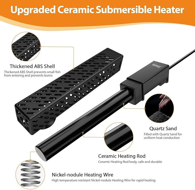 hygger Aquarium Heater, Upgraded Ceramic 25W/50W Small Fish Tank Heater with Digital LED Controller, Fast Heating, Precise Temperature Control, Turtle Tank Heater for Freshwater/Saltwater