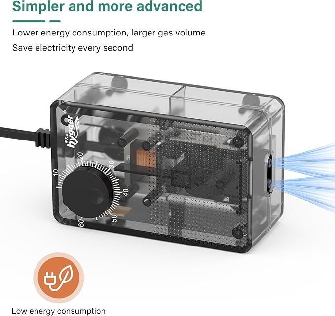 hygger See-Through Air Pump for Aquarium: Adjustable Oxygen Pump,Silent Powerful Aerator Pump 3.5W 2 Air Outlets Ultra Silent for Large Medium Fish Tank,Hydroponic Systerm, Household Commercial Use