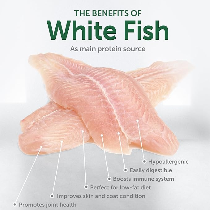 Nature's Protection Superior Care White Dogs Grain-Free Dry Dog Food - High Protein, Tear Stain Dog Food for Large Breeds Light Coated Adult Dogs, Fresh Pet Meal, White Fish, 22 lb