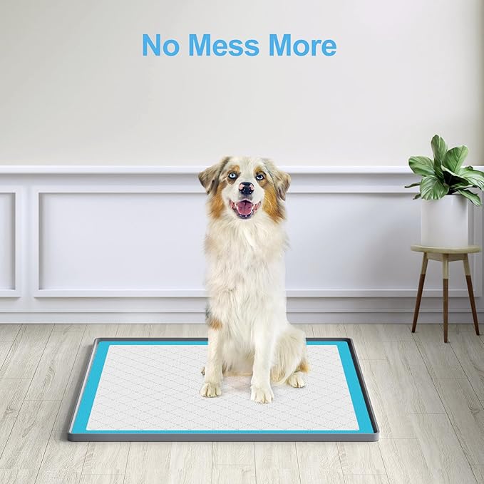 Pee Pad Holder for Dogs,Silicone Dog Puppy Pad Holder, 24 x 24 No Spill Raised Lip High Edge,Portable, Leak-Proof Mat Holder for Dog Training Pads,Square Potty Trays for Home Floor Protection