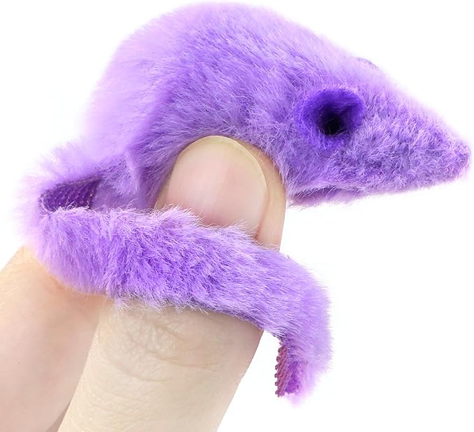 CHIWAVA 36PCS 1.8" Candy Color Furry Mice Cat Toy Rattle Mouse Kitten Interactive Toy Assorted Color