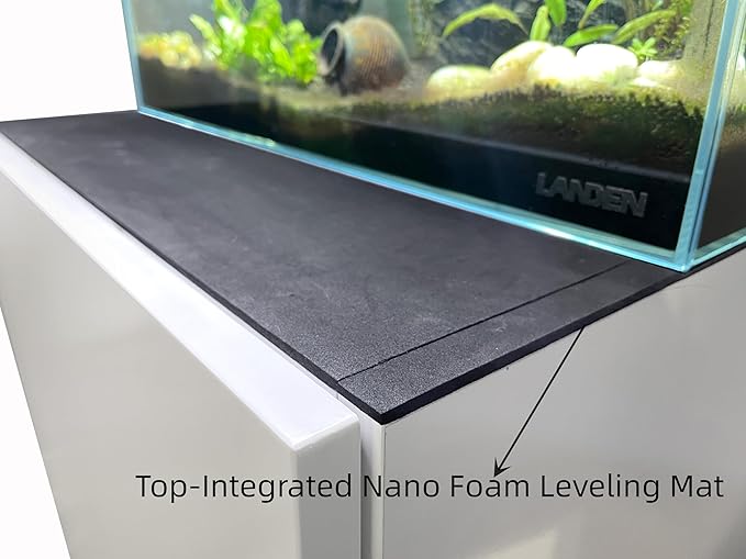 LANDEN Aquarium Stand and Cabinet, for up to 44Gal Tank, Fish Tank, Nano Foam Leveling Mat Included, Contemporary and Simple Design, Wooden Matte White Painted W35.5xD17.7xH31.49in (Stand Only)