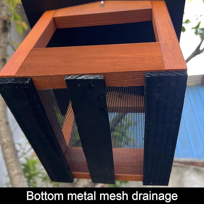 Wooden Hanging Bird Feeder Tray β Outdoor Platform Feeder for Cardinals, Squirrels, and Small Birds β Bird House Style for Backyard Garden (Orange)