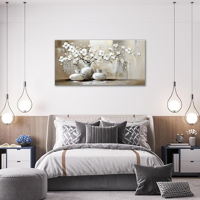 Large Farmhouse Wall Art Country Flower Canvas Living Room Floral Abstract Pictures Framed Prints Oversize Wall Decor Painting Artwork for Bedroom Dining Home 60"x30"