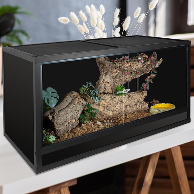 REPTI ZOO Reptile Enclosure 48x24x24 inch, 4x2x2 120 Gallon Bearded Dragon Tank, Reptile Terrarium for Ball Python Snake Gecko Turtle, Light Weight Wooden Habitat Cage