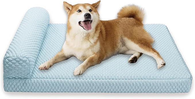 Tinaco Dog Cooling Bed for Large Dogs, Orthopedic Dog Bed with Removable Cover, Washable Dog Couch Bed for Small Medium Large Cats Dogs(WhiteBlue, X-Large)