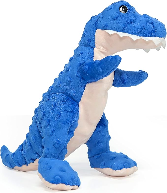 DODODOLA Dog Toys Dinosaur Dog Toy Blue Stuffed Animals Chew Toy Plush Squeaky Dog Birthday Toys for Small Large Big Dogs