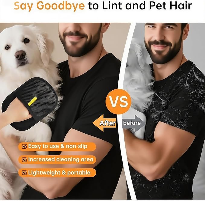 2Pcs Pet Hair Removal Gloves for Dogs and Cats, 2025 Upgraded Electrostatic Magic Hair Remover Glove