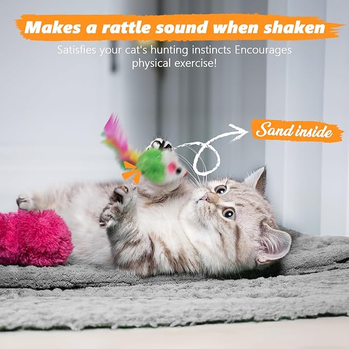 Cat Toys 24 PCS, Interactive Cats Toys for Indoor Cat, Speedy Tail 2.0 Cat Toy, Silvervine Sticks Feather Mouse Toy for Kittens