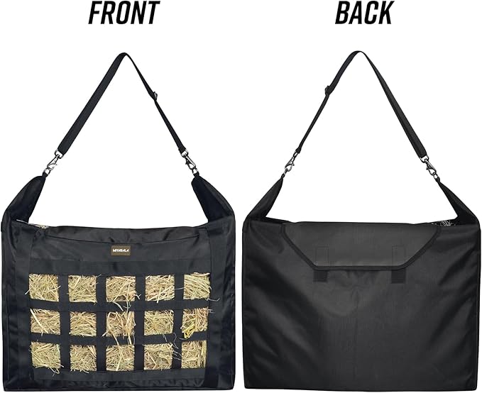 Hay Bag for Horses,Slow Feeder for Horse/Donkey/Goat, Premium 1680D Oxford Cloth,Easy to Fill and Hang with Extra Large Opening(Black)