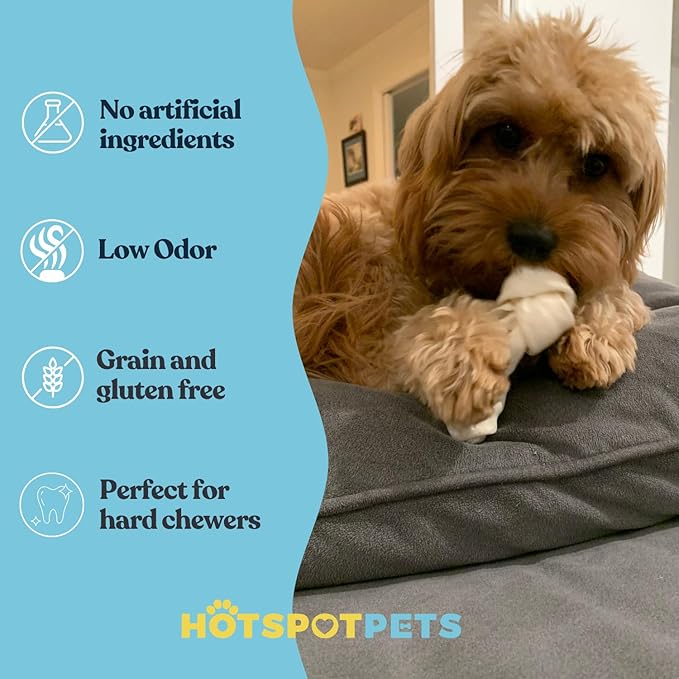 hotspot pets 4-5 Inch Rawhide Dog Chew Bones - Made from Grass Fed Brazilian Cows - Great for Dental & Oral Care -for Medium Chewers (30 Pack)