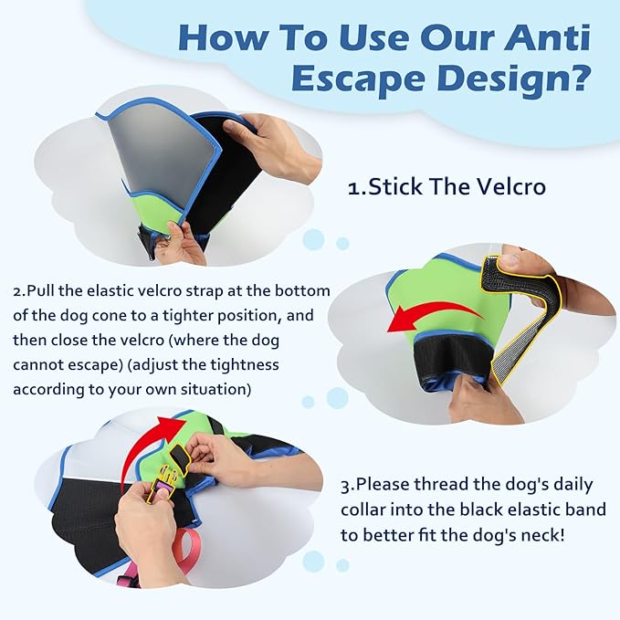 Hard & Heavy Plastic Dog Cone Collar Alternative for Small Dogs (Yorkshire Pomeranian), Pet Neck Head Protective Cone Anti-Lick, Adjustable Elizabethan Recovery Collar Cone of Shame for Healing