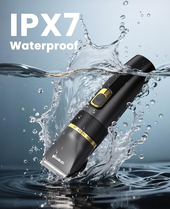 oneisall Dog Clippers Low Noise, Pro Dog Grooming Clippers Kit with Rechargeable Cordless Shaver Trimmer for Dogs Cats, IPX7 Waterproof Pet Clippers Grooming at Home