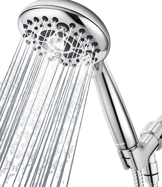 6 Spray Modes High Pressure Handheld Showerhead Set Upgraded 5 Inches Shower Head with Handheld Spray Premium Chrome Handheld Shower Head 60 Inches Stainless Steel Hose-1-Min Install