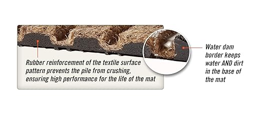 WaterHog Diamond | Commercial-Grade Entrance Mat with Rubber Border – Indoor/Outdoor, Quick Drying, Stain Resistant Door Mat (Medium Brown, 6' x 8')