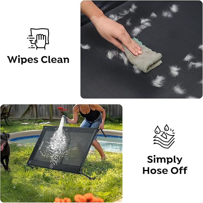 Veehoo XXXL Original Elevated Dog Bed - Outdoor Raised Dog Cots Beds for Large Dogs, One-Sided Extra Large Raised Cooling Pet Bed Off Ground, Non-Slip & Breathable, Black 53" L x 33" W x 7.9" Th