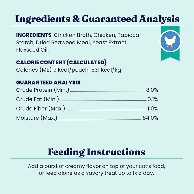 Solid Gold Lickable Cat Treats - Limited Ingredient Chicken SeaMeal™ Squeezable Healthy Cat Treats for Indoor Cats - Snack & Topper Squeeze Ups for Cats w/Seaweed for Gut & Immune Support - 3oz/30ct