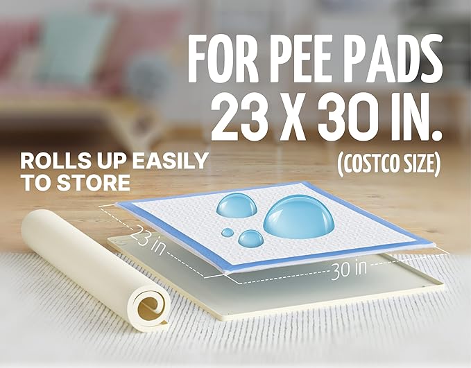 TidyFriend Dog Pee Pad Holder Tray Fits for 30” x 23” Pee Pads with Corner Lock Holes, Raised Edges, Non-Spill, Easy to Clean Silicone Dog Potty Tray Holder, For Indoor Floor Protection (Beige)