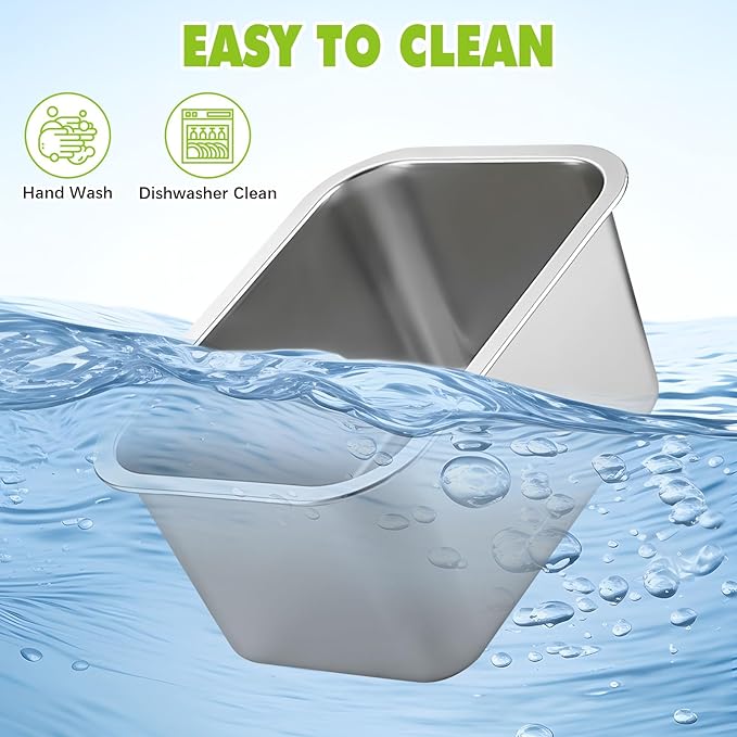 Fhiny 2 PCS Stainless Steel Dog Bowl, 4 Gallon Capacity, Durable Metal Water Dish for Large & Giant Dogs, Indoor & Outdoor Use, Dishwasher Safe