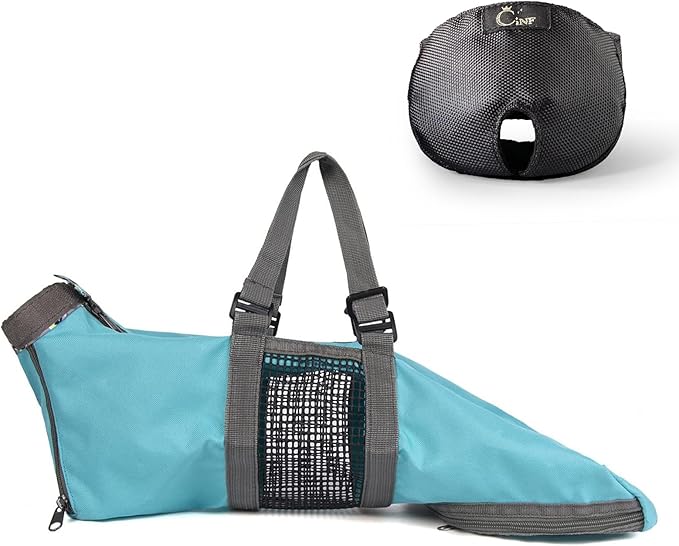 Cinf Cat Nail Clipping Cleaning Grooming Restraint Bag (Free Muzzle) No Scratching Biting for Bathing Nail Trimming Injecting Examining (Blue,M)