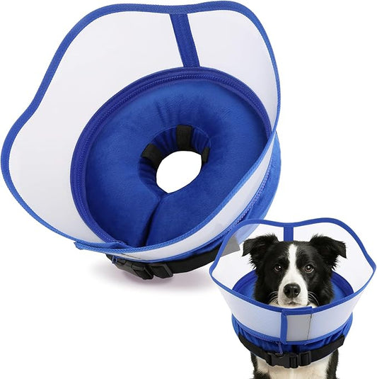 Soft Dog Cone Collar, Inflatable Donut Cones Alternative After Surgery with Anti-Lick Shield, for Large/Medium/Small Dogs to Stop Licking, Elizabethan Neck Ecollars of Shame, Comfy E Pillow Recovery