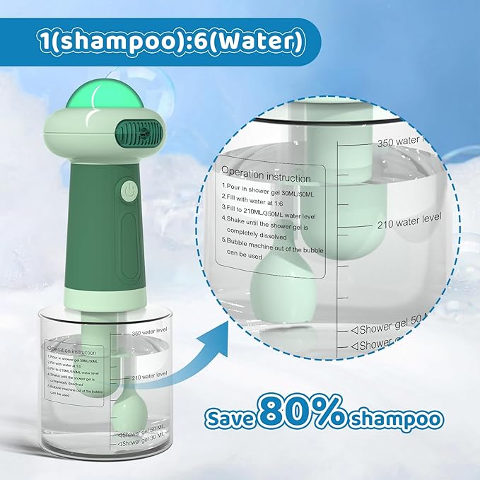 Electric Dog Shampoo Dispenser,IPX7 Cat Shampoo Sprayer,Pet Bath Supplies Automatic Foaming Shampoo Dispenser for Dog Deep Cleaing,Kitchen Sink,Bathroom Green
