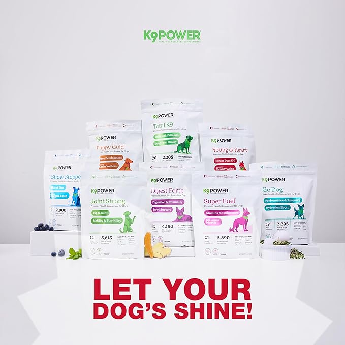 K9 Power Show Stopper for Dogs 1lb – Boosts Coat Shine & Promotes Healthy Skin Tone Strengthens Immune System Enhances Digestive Health - Pack of 2