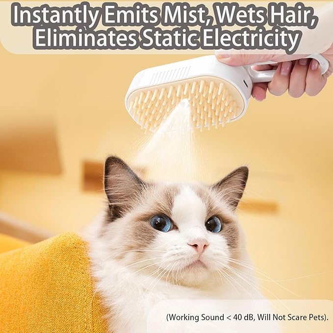 cat steam brush for shedding -4 in 1 Rechargeable Steam Brush for Cats and Dogs, Anti-static, Massage, Cleaning, Shedding & Combing All In One!grooming tool for cats and dogs(Beige)