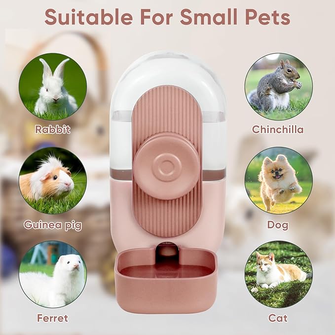 28oz Hanging Automatic Water Dispenser,Rabbit Water Bottle,Bunny Guinea Pig Ferret Water Bowl for Cage,Suitable for Small Animal Puppies(Cage Grid Spacing Over 1.2'')