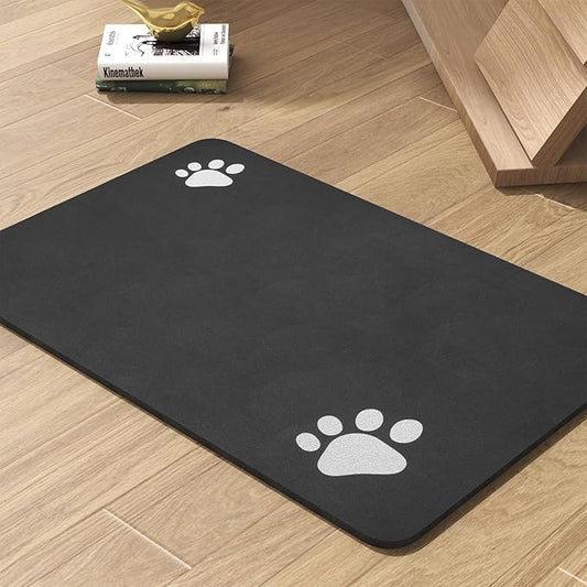 Pet Feeding Mat-Absorbent Dog Mat for Food and Water Bowl-No Stains Quick Dry Water Dispenser Mat-Dog Accessories Pet Supplies-Bowl for Messy Drinkers(Black,23"x34"