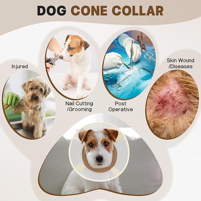 Soft Dog Cone Collar to Stop Licking-Adjustable Comfortable Mesh Recovery Cone After Surgery for Small or Miniature Dogs, Alternative to Plastic Elizabethan Collars for Neuter Incision Care (Brown,M)