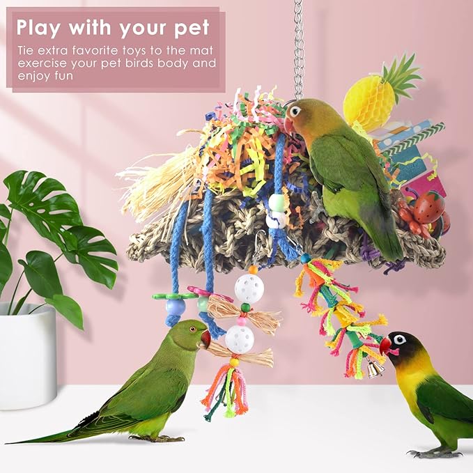 KATUMO Bird Toys, Seagrass Basket Toy with Array of Chewable Parrot Foraging for Small Medium Parrot Birds