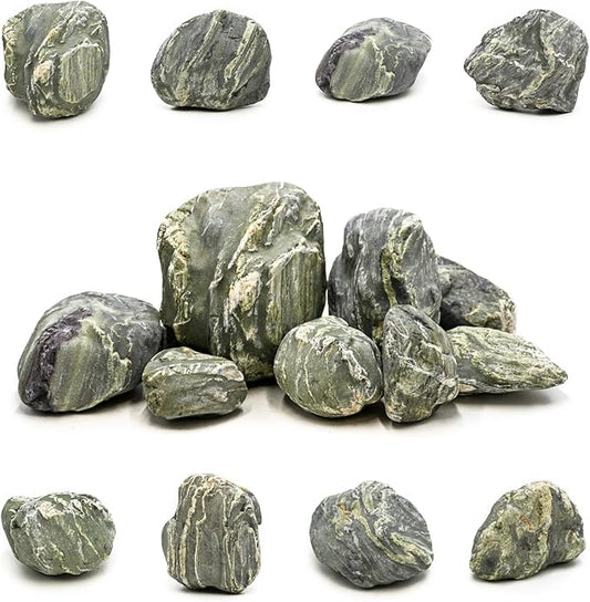 Aquarium Stone Green River Rock 40LB Rocks aquascaping Fish Tank Decor Rocks for Aquariums Fairy Gardens Model Railroads Dioramas Wargaming Mosaic Art(4-10inch / 7PCS)