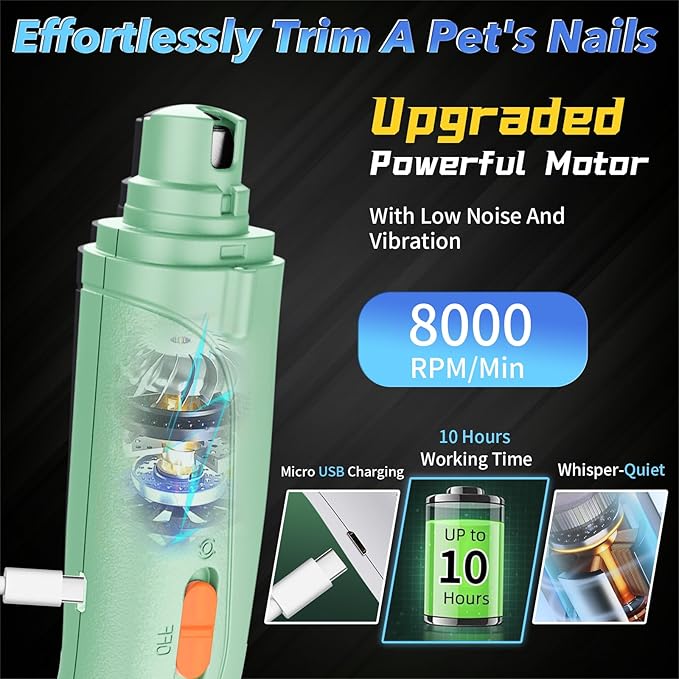 Cat Nail Grinder & Dog Nail Clippers Trimmers for Large Medium Small Dogs Cats Pets Claw Trimmer Quick Sensor and Safety Guard USB Rechargeable with 2 LED Lights