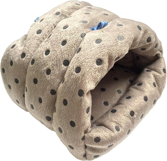WOWOWMEOW Guinea Pig Cave Bed Small Animals Warm Cage Hanging Bed for Rat, Chinchilla, Hedgehog, Rabbit (L, Dot-Grey)