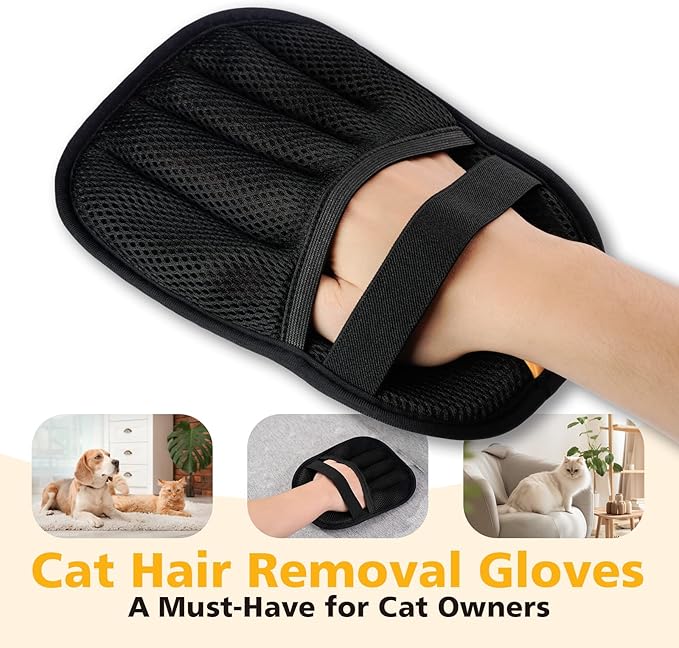 Cat Hair Gloves for Pet Hair Removal,Reusable Cats & Dog Pet Hair Remover Electrostatic Gloves for Pets Grooming,Furniture,Carpet,Car,Couch