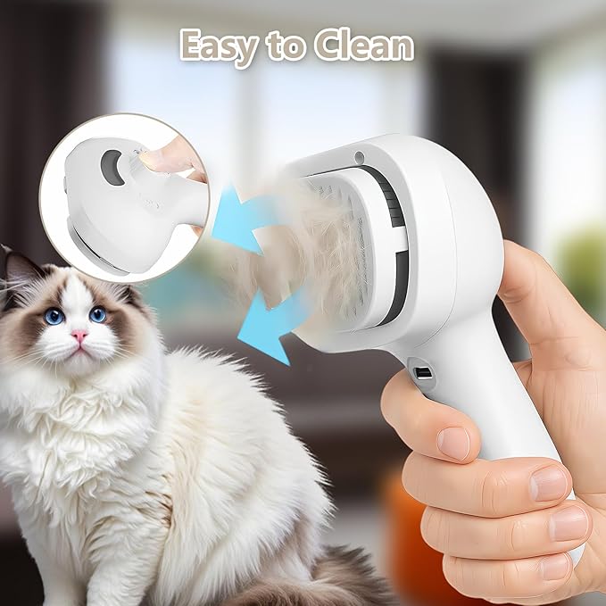 3-in-1 Pet Steam Brush with Self-Cleaning & Cool Mist – Portable Grooming Tool for Cats & Dogs, Long-Lasting Shedding Control & Detangling, Refillable Water Tank & Fast Charging