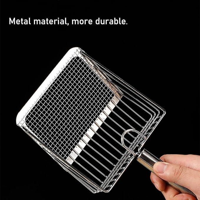 Cat Litter Scoop, Metal Scooper, Deep Shovel, Ergonomic Handle, Kitten Poop Sifting, Durable, Heavy Duty Speed Sifter, for Litter Box (Silvery-Gray)