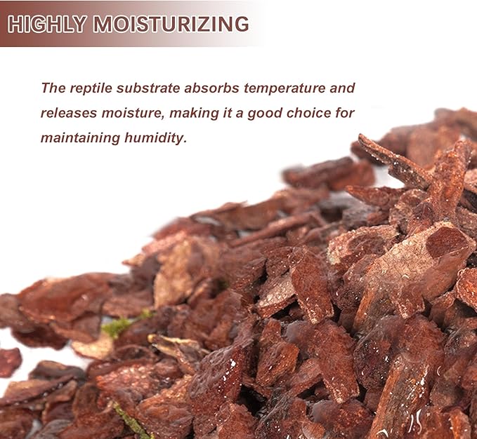 BNOSDM Reptile Cork Bark Substrate Bedding Tortoise Natural Cork Wood Chips Reptile Breeding Bedding Habitat Decor for Ball Python Lizard Snake Spiders Geckos Bearded Dragons Hermit Crabs (0.99LB)