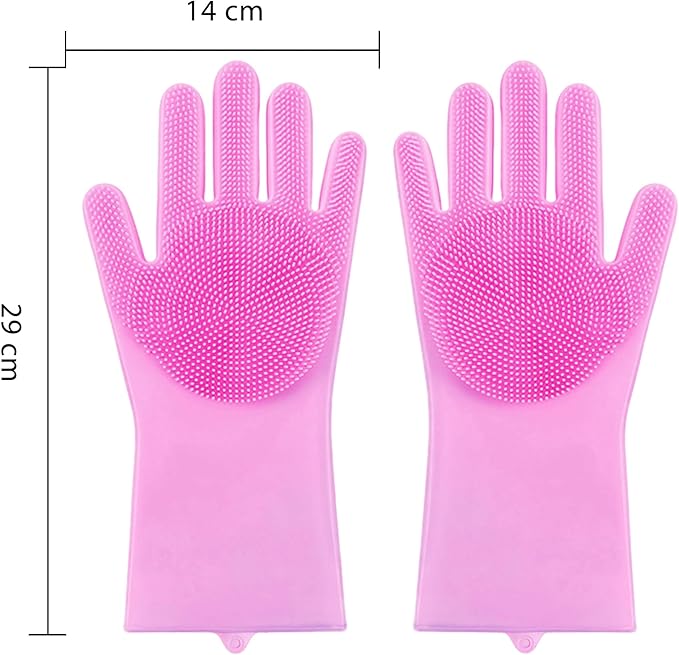 Pet Grooming Gloves,Heat-Resistant Silicone Gloves with High-Density Teeth for Enhanced Massaging and Bathing of Dogs and Cats (Pink, 1 Pair)