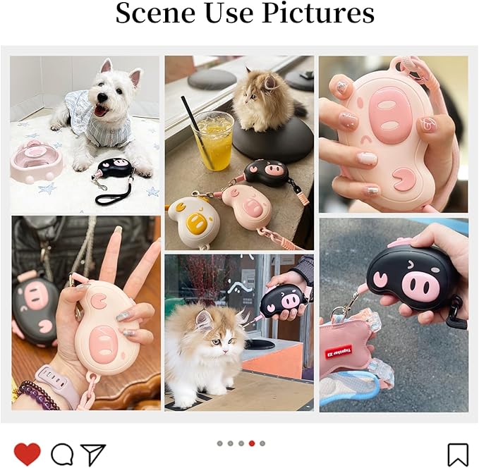 Pink Pig Design Retractable Puppy Leash - Lightweight 100g for Small Dogs, Cats, Rabbit ,Hamster , 2.2m Rope, 50kg Pull, Capacity with Wrist Strap