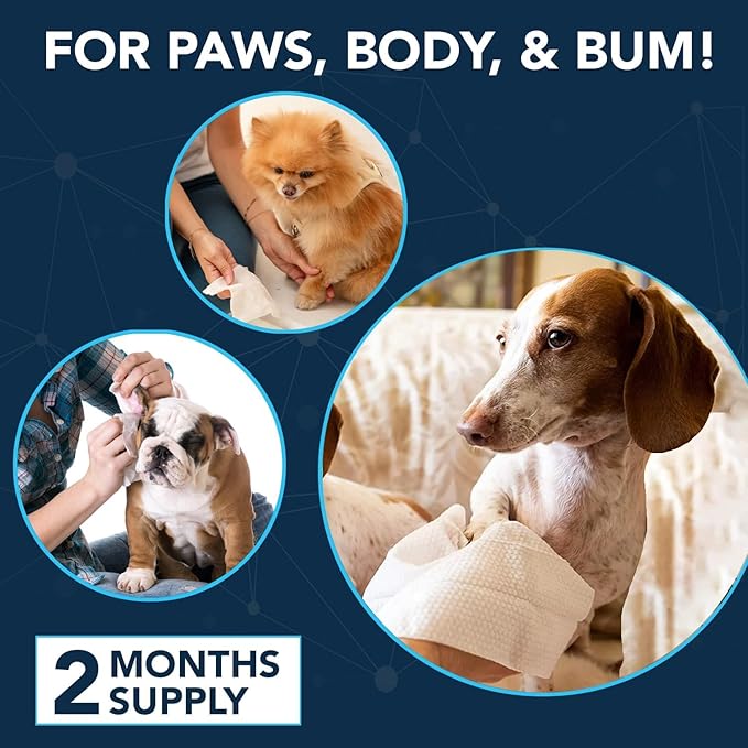 NOVEHA Dog Wipes - Odor Eliminating and Cleaning Grooming Wipes for Dog's Paws, Body, and Butt - Perfect for Puppy and Adult Dogs - Plant-Based, Safe, Convenient & Large Unscented Wipes (360 Counts)