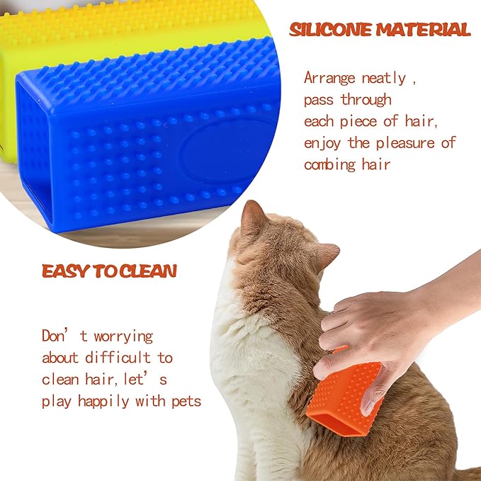 2pcs Pet Dog Cat Hair Remover, Pet Hair Removal Tool, Hollow Cleaner Brush for car,Interior, Furniture, Sofa (blue and yellow)
