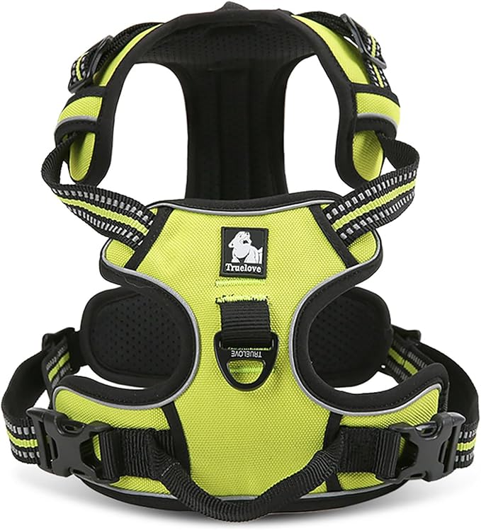 TRUE LOVE Truelove Adjustable No-Pull Dog Harness Reflective Pup Vest Harnesses Comfortable Control Brilliant Colors TLH5651(Neon Yellow,L)
