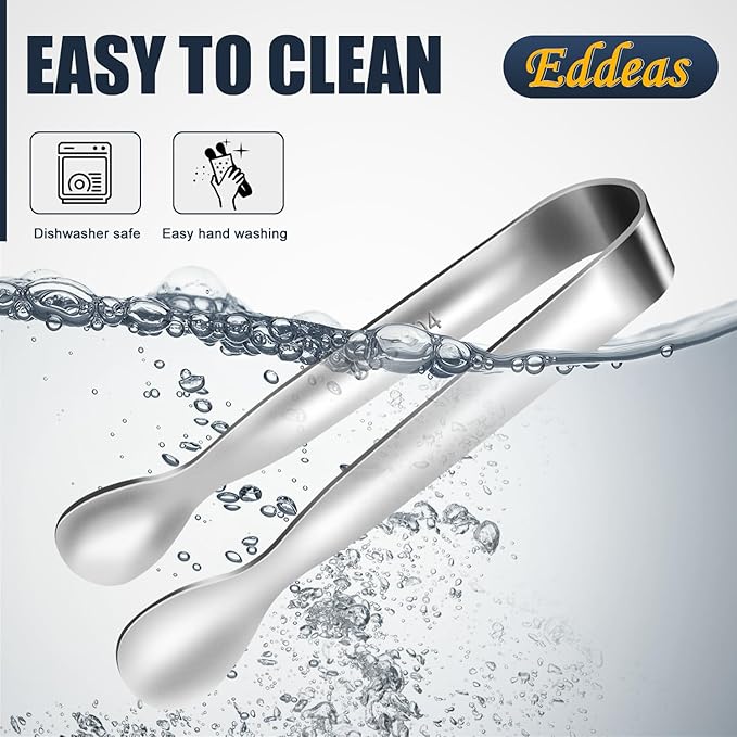 Mini Tongs For Serving Food,Set fo 12 Small Tongs For Appetizers,Small Stainless Steel Metal Cooking Tong,for Tea Party Coffee Bar, 4 inch Sugar Tong - Silver