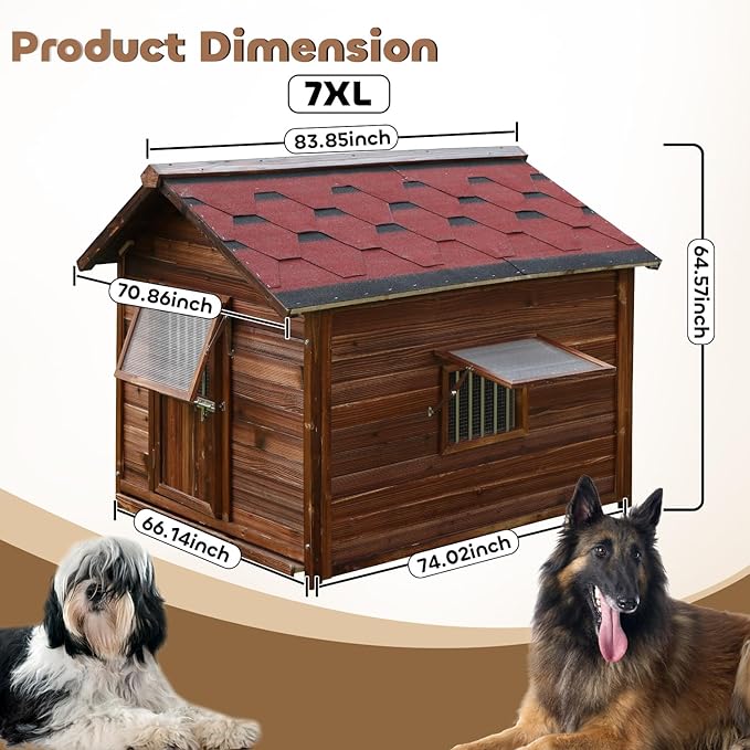 Extra Large Dog House Outdoor for Large Breed Dogs,Weatherproof Dog Houses for Dogs Outside with Door,Goat House for Outside, Wooden Dog House Outdoor