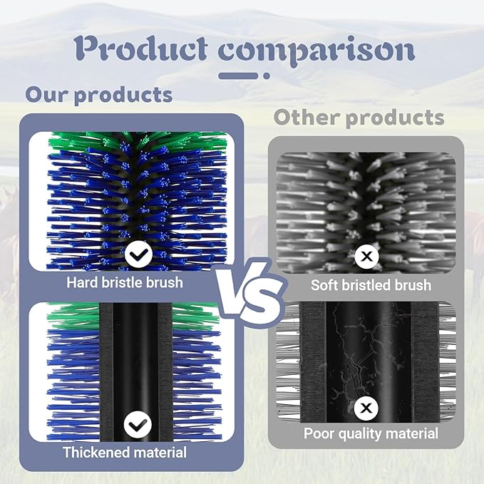 Livestock Scratching Brush, 17.5 x 7.8 Inch Goat Brushes for Grooming, Horse Brushes for Shedding, Livestock Brush with 4 Screws Great for Horse, Elk, Cattle, Pig, Sheep(Green)