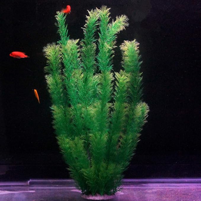 Hamiledyi Aquarium Plants Plastic Decor Fish Tank Green Decorations Plants Ornament Safe for All Fish,Extra Large 23-inch Tall, 2 Pack(Green Style A)